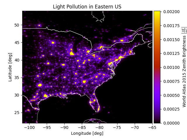 Light Pollution in Eastern US